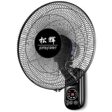 Imagem de Ventilador de parede doméstico silencioso controle remoto cabeça balançando ventiladores suspensos ventiladores de restaurante dormitório comercial com 12 velocidades ajustável temporizador 7,5h, preto, 52 x 43,5 cm