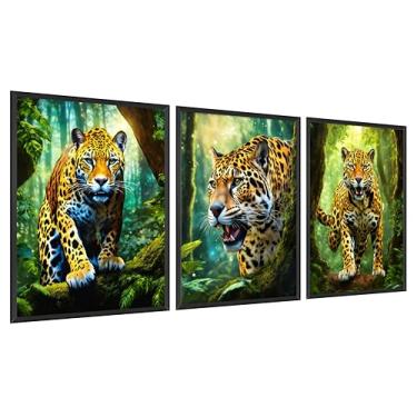 Imagem de Kit 3 Quadro Decorativo Sala Quarto Rugido Leão Tigre Onça Colorido Abstrato (Imagem 4)