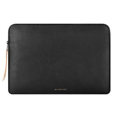 Imagem de Comfyable Capa protetora fina para laptop de 13 a 13,3 polegadas compatível com MacBook Pro e MacBook Air de 13 polegadas, bolsa de couro PU, capa repelente à água, capa para notebook para Mac, preta