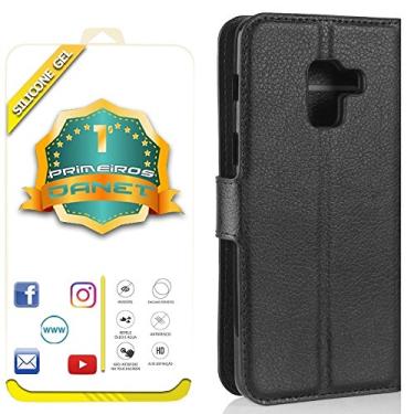 Imagem de Capinha Carteira Galaxy A8+ A8 Plus A730 Capa + Película Gel - Preto