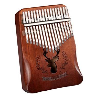 Imagem de Kalimba com 17 teclas, piano de polegar de dedo marimba, teclado de percussão de dedo, instrumento de marimba para iniciantes amantes de música, madeira de mogno, com martelo de afinação, (18 cm x 13