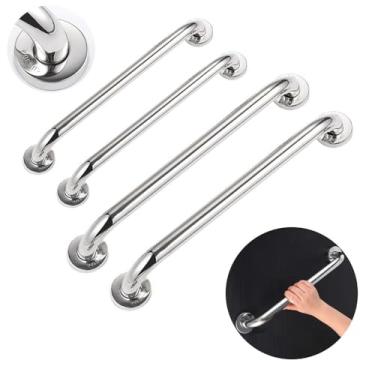 Imagem de Barras Alça Corrimão Apoio Segurança Banheiro 40 E 60cm Inox 4 Pcs Acessibilidade Defic...