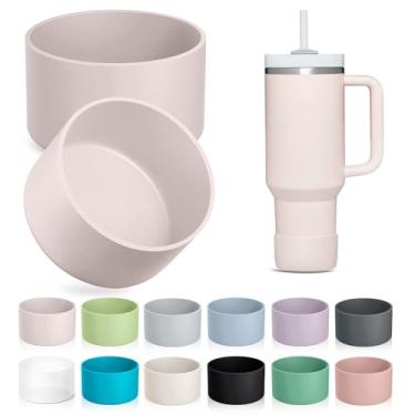 Imagem de KTKUDY Pacote com 2 botas de silicone para Stanley Tumbler 40 30 567.0 g e destinado a Hydro Flask 340.2-680.4 g - Cup Boot fit Select Yeti, Simple Modern, Owala Water Bottle - Acessórios de tampa