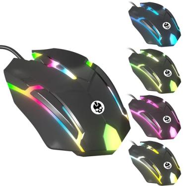 Imagem de GAME PUNK Mouse para jogos com fio | Acessórios para jogos, mouse de computador com luzes LED RGB | Mouse ergonômico para PC de jogos | Compatível com laptops, PS5, Xbox Series X/S | Modo de suporte