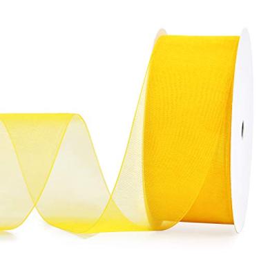 Imagem de Rolo de fita de organza YAMA de 3,8 cm – 7,6 metros para embrulho de presente, embrulho de buquês, decoração, artesanato, Daffodil, 1-1/2 inch 25 yards, 1