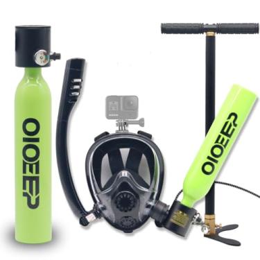Imagem de OIOEEP Mini tanque de mergulho com submáscara, kit de pulmões portátil de mergulho de 0,5 L, sistema de respiração subaquática para família, festa e viagem, pacotes de mergulho profissional perfeitos