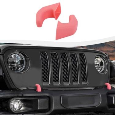 Imagem de SQQP Capas de gancho de reboque de para-choque 2 peças compatíveis com Jeep Wrangler JK JKU 2007-2018/para acessórios externos JL JLU e Jeep Gladiator JT 2018-2023 (rosa)