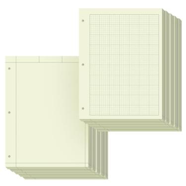 Imagem de Caderno de papel de engenharia, caderno de engenharia, caderno de papel gráfico, 21 x 28 cm, 5 quadrados por polegada, 100 folhas por bloco, papel quadriculado com 3 furos