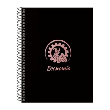 Imagem de Caderno Universitário Espiral 15 Matérias Profissões Economia (Preto e Rosê)