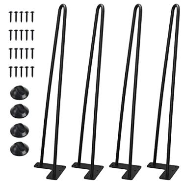 Imagem de SMARTSTANDARD Pernas de móveis resistentes de 50,8 cm, projetos faça-você-mesmo de casa de metal para criado-mudo, mesa de café, mesa, etc. com protetores de piso de borracha, preto, 4 peças