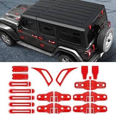 Imagem de Linskip Dobradiça da porta do motor dobradiça do capô da sobrancelha saída de ar lateral tampa da dobradiça da janela da porta traseira para Jeep Wrangler JL JLU 2018-2022 kit completo de acabamento