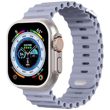 Imagem de AIRPROCE Compatível com Apple Watch Ocean Bands de 38 mm, 40 mm, 41 mm, 42 mm, 44 mm, 45 mm, 49 mm, pulseira esportiva de silicone macio para iWatch Ultra SE Series 8 7 6 5 4 3 2 1 Sport Edition para mulheres e homens (42/44/45/49 mm, cinza lavanda)