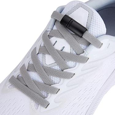 Imagem de VEILLEONG Cadarços elásticos sem amarração para tênis, com trava magnética para sapatos, tamanho único para crianças e adultos, 1 par cinza, X-Large