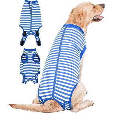 Imagem de Sychien Camisa pós-cirurgia de recuperação de cachorro para filhote, terno protetor de feridas macho fêmea, azul PP
