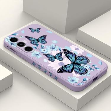 Imagem de LEECG Capa para Samsung Galaxy S23 Plus, capa para Samsung S23 Plus, design de padrão criativo, capa protetora fina de silicone para celular S23 Plus de 6,6 polegadas - aurora borboleta roxa