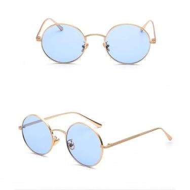 Imagem de Óculos de sol vintage masculino feminino estilo punk retrô armação de metal redonda lente colorida óculos de sol, 13, tamanho único