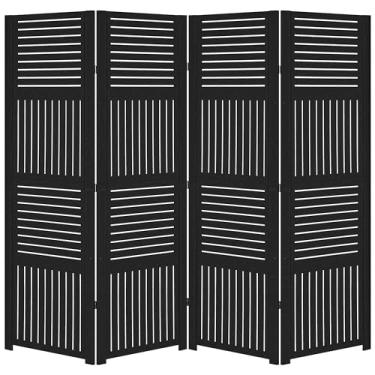 Imagem de Biombo Pintado Divisoria Separador de Ambiente MDF Preto ou Branco (Preto, 4 Horizontal Vertical)