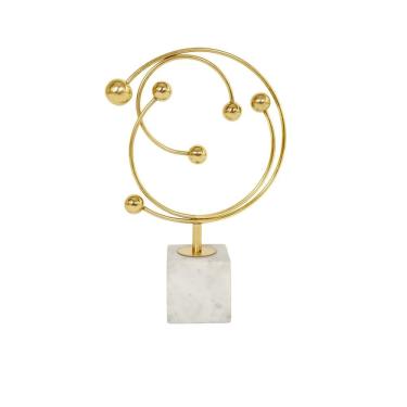 Imagem de Peça Decorativa em Metal e Mámore Dourado e Branco 37cm BLD0008 BTC