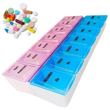 Imagem de Caixa Porta Comprimido Medicamentos Organizador Remédio Vitamina Semanal Manhã Noite 2X Ao Dia