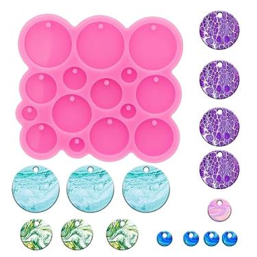 Imagem de Molde de chaveiro de silicone circular super brilhante com muitos círculos minúsculos molde de resina de diâmetro de 1 cm, 1,5 cm, 2 cm, 2,5 cm, moldes de silicone de resina, 3 cm, molde epóxi para chaveiros de bricolagem, brincos, artesanato