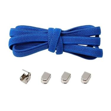 Imagem de No Tie Shoelaces Metal Buckles Elastic For Sneakers One Size Fits All Adult Kids Laces Lazy Sport Rubber Shoestrings(Royal blue)
