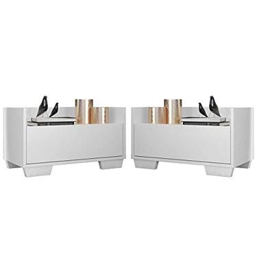 Imagem de Kit c/ 2 Mesas de Cabeceira 80 cm c/Pés Quadrados Multimóveis Branca