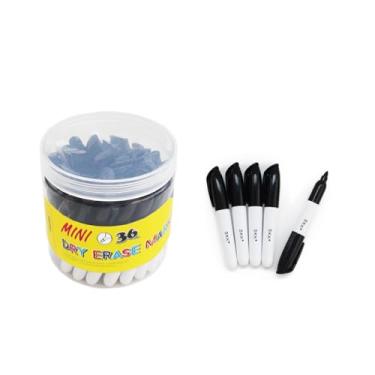 Imagem de SKKSTATIONERY 36 mini marcadores apagáveis a seco, marcadores de quadro branco, canetas marcadoras de 9 cm, preto.