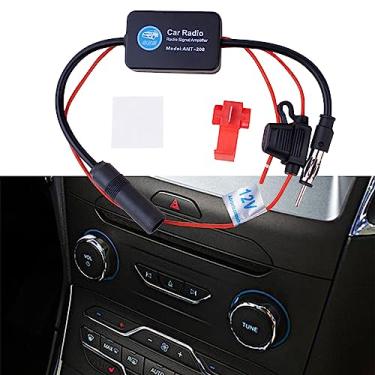 Imagem de HAOBO Amplificador de antena de carro, amplificador amplificador de sinal de antena de rádio FM estéreo para carro, fonte de alimentação de 12 V, adaptador de conector de plugue DIN para caminhão