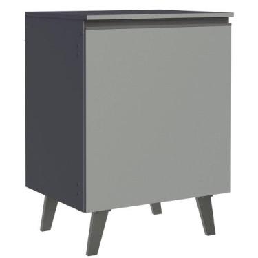 Imagem de Balcão Armário de Cozinha 60 cm 1 Porta Com Pés Cinza Nice Madesa, Cin
