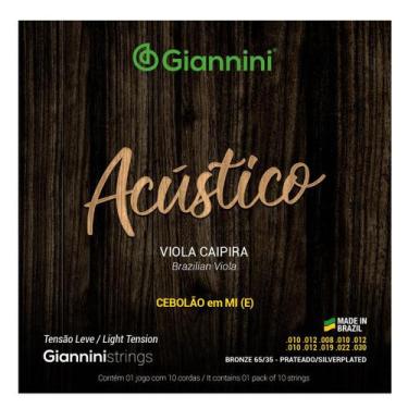 Imagem de Jogo De Cordas P/ Viola Caipira Giannini Cebolão Em Mi tensão Leve