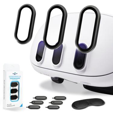 Imagem de 2 Pack Camera Lens Protector and 1 Build-in Lens Cover for Oculus Meta Quest 3 Accessories, Alloy Frame, 9H Hardness Tempered Glass, Anti-Scratch, High Definition, Case Friendly, Black