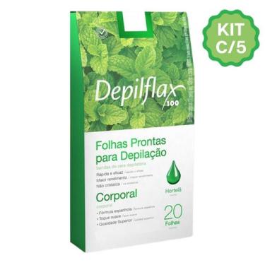 Imagem de Kit 5 Caixas Folhas Prontas Cera Depilatória Depilação Corporal Depilf