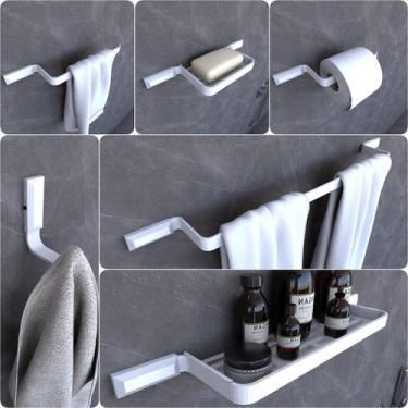 Imagem de Kit Acessórios Para Banheiro Branco Empire 6 peças - MetalCromo