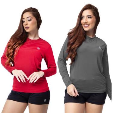 Imagem de Kit 2 Camisas Termicas Feminina Uv50+ Segunda Pele Proteção Solar - DM