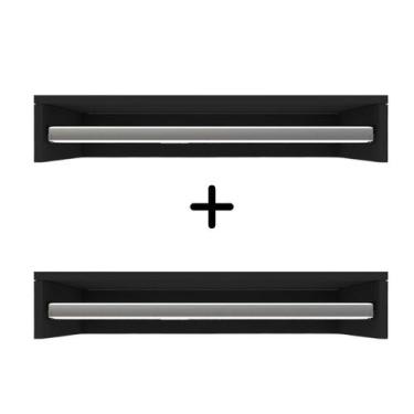 Imagem de 2 Cabideiros de parede suspenso 70x25x11,5 Preto - Móveis Novo Estilo