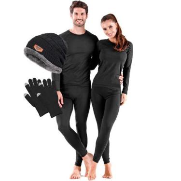 Imagem de Roupa Termica Frio Blusa Calça segunda Pele Gorro Luva Touch Screen Ma