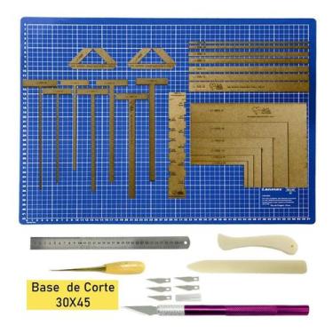 Imagem de Kit Base De Corte A3 Placa 45x30 Kit Scrapbook Com Réguas Gabaritos Wi