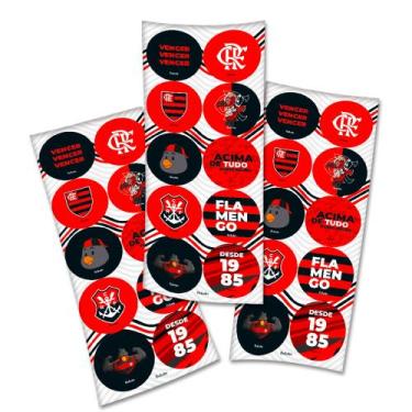 Imagem de 30 Adesivos Flamengo redondo decoração festa aniversário - Festcolor