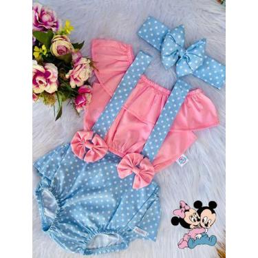 Imagem de Conjunto Body Bebe Jardineira Infantil Macacão Salopete - Mimos da Bab