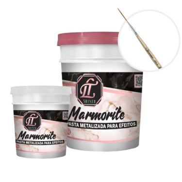 Imagem de KIT Marmorite 4KG Branco + Pasta Metalizada Cobre + Pincel 422-2 - LT 