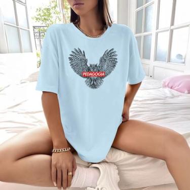 Imagem de Camisa Camiseta Feminina Estampada Suprem Pedagogia 100% Algodão Fio 3