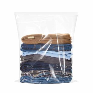 Imagem de Sacos plásticos grandes com zíper na parte superior, 14 litros, 45,7 cm x 61 cm, pacote com 10, embalagem extra grande para roupas, viagens, mudança, sacos grandes reutilizáveis, resistentes, livres