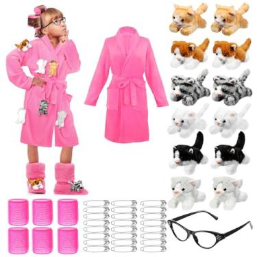 Imagem de Cuffbow 44 peças conjunto de roupão de gato de Halloween fantasia de gato louco vermelho engraçado conjunto de roupão para mulheres amantes de gatos cosplay, Como mostra a imagem., 8-12t