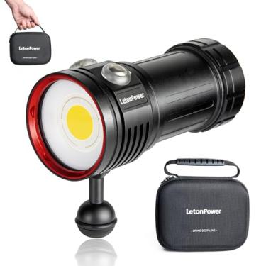 Imagem de LetonPower Lanterna de mergulho, luz de mergulho L12 8000 lúmens, luz de vídeo subaquática de 100 m, luzes de mergulho, lanterna subaquática com carregamento tipo C para esportes subaquáticos
