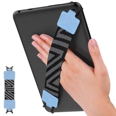 Imagem de MoKo Alça de mão de segurança para tablet de 9 a 11 polegadas, iPad/iPad Pro/iPad Air/Kindle Fire HD/Samsung, alça de mão versátil de alta elasticidade, suporte de dedo leve, azul claro
