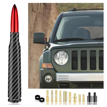 Imagem de Antena Bullet de carro com 13 acessórios de substituição de antena de carro, decoração de antena de caminhão compatível com Chevrolet Dodge Toyota GMC Jeep Ford (vermelho)
