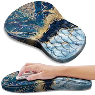 Imagem de YIWEI Mouse pad ergonômico com suporte para descanso de pulso, mousepad com descanso de pulso de espuma viscoelástica confortável e base de poliuretano antiderrapante para alívio da dor, computador,