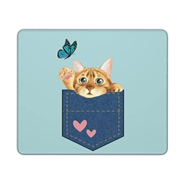 Imagem de Tapete de rato quadrado de gato fofo base de borracha para laptop, computador, escritório, trabalho, jogos