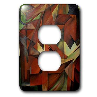 Imagem de 3dRose lsp_46658_6 Raposas abstrato + arte, animal, animais + dentro + arte, marrom, cubismo, cunhagem, raposa 2 tampa de tomada
