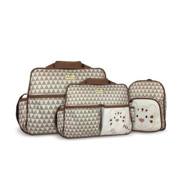 Imagem de Kit Bolsa Maternidade + Mochila 3 Peças Tigre Felino Marron Super Luxo